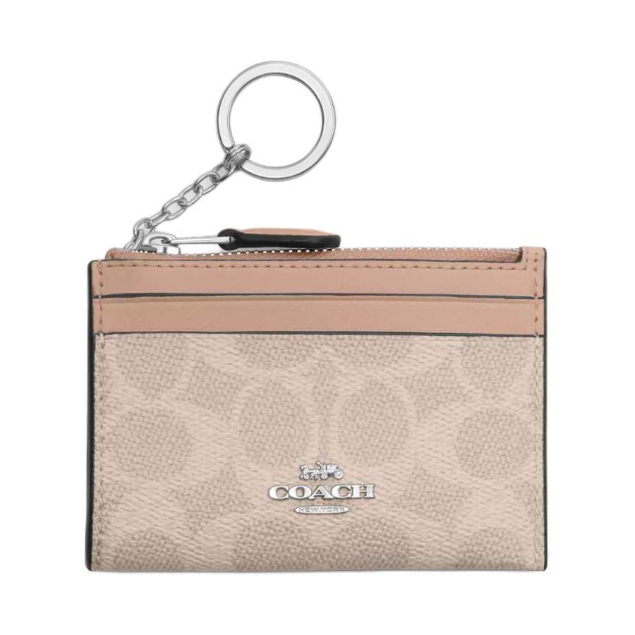 COACH Skinny Id Case Artificial Leather Card Holder Regular Women's Sand