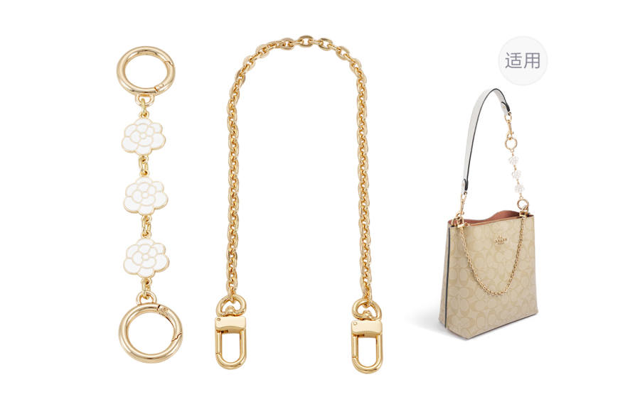 Lan Bao Fan Alloy Metal Bag Straps Unisex Gold tone
