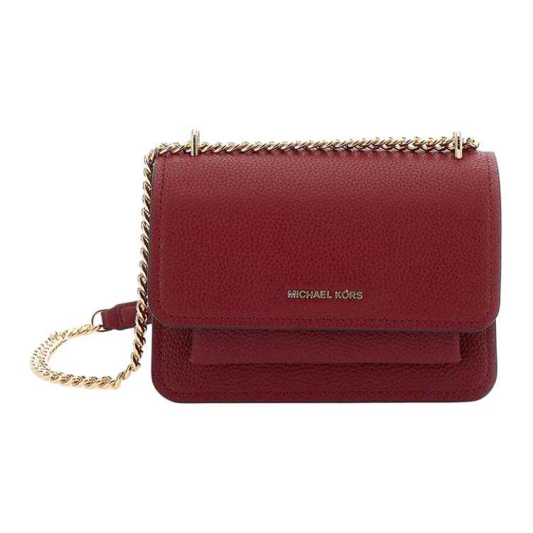 MICHAEL KORS Calfskin Crossbody Bag, Shoulder Bag Women's Dark Red & Black