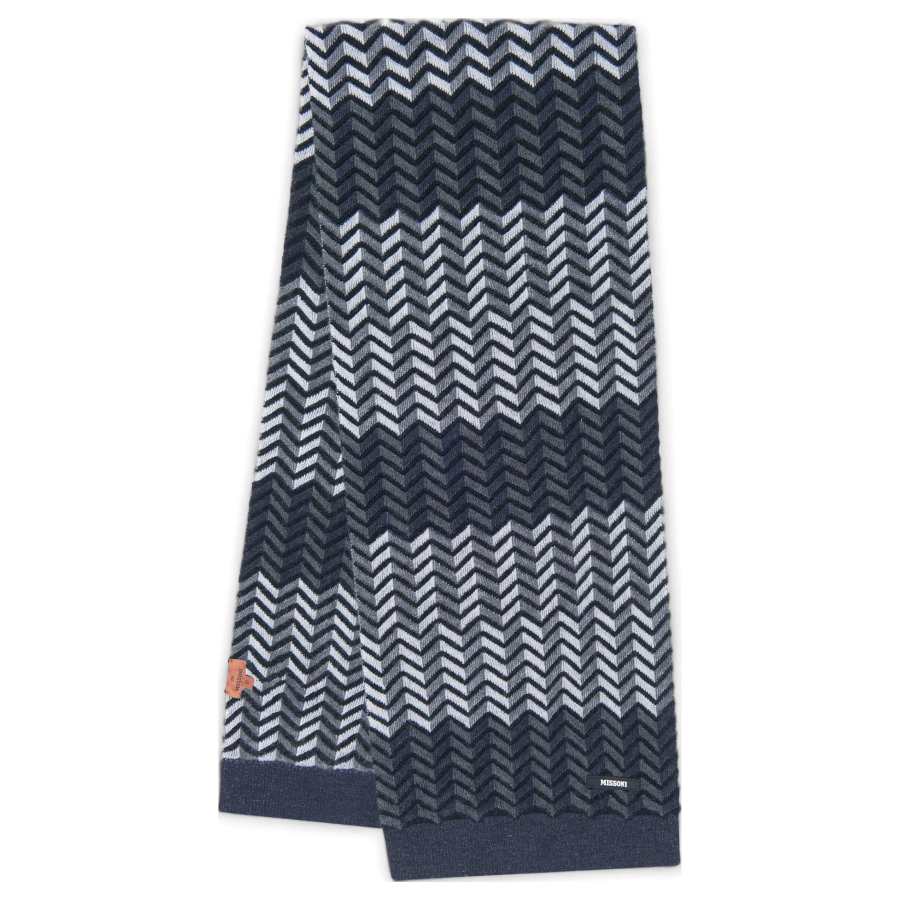 MISSONI Virgin Wool Knit Scarves Kids' Black/Gray