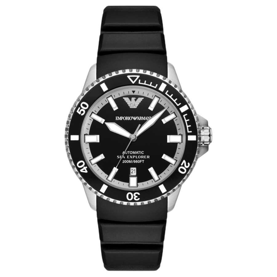 EMPORIO ARMANI Wrist Watches Mechanical Movement Silicone Strap 42mm Black Dial Men's Watches 200m Waterproof