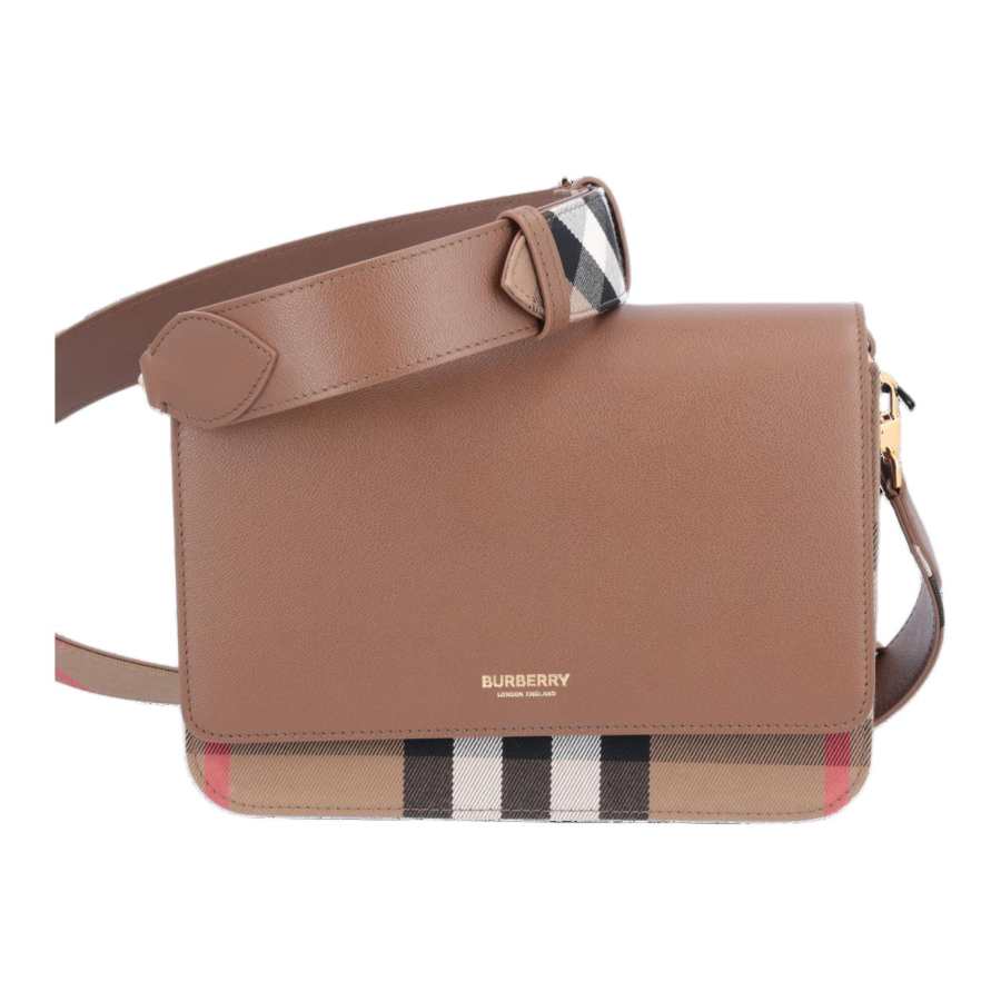 Burberry Leather Crossbody Bag, Shoulder Bag Women's Plaid Brown & Beige