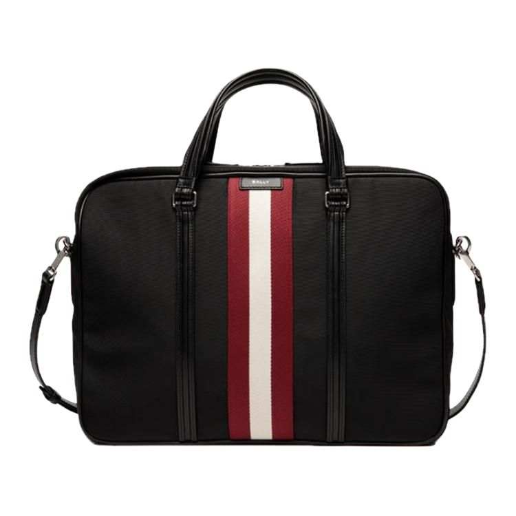BALLY BALLY Stripe Detail Leather trimmed Briefcase