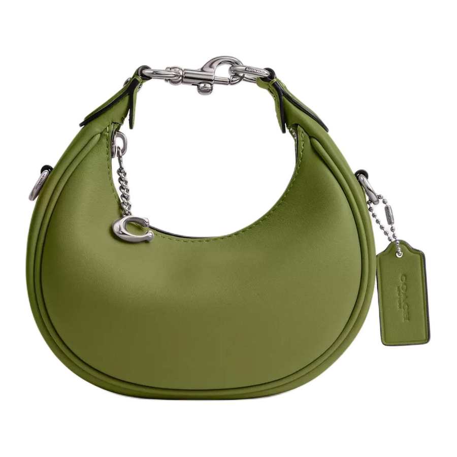 COACH JONIE Leather Crescent Bag, Shoulder Bag, Crossbody Bag, Handbag Mini Women's Gray Green
