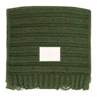 MM6 Maison Margiela Logo Patch Distressed Knitted Scarf