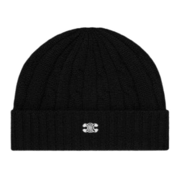 CELINE CELINE Triomphe Cable knit Beanie In Cashmere