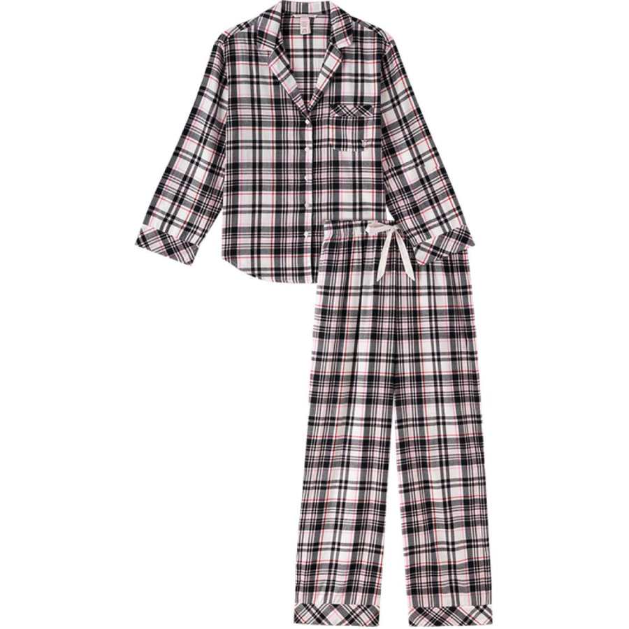Victoria's Secret THE MIX Pajama Set Women's Black Base Plaid