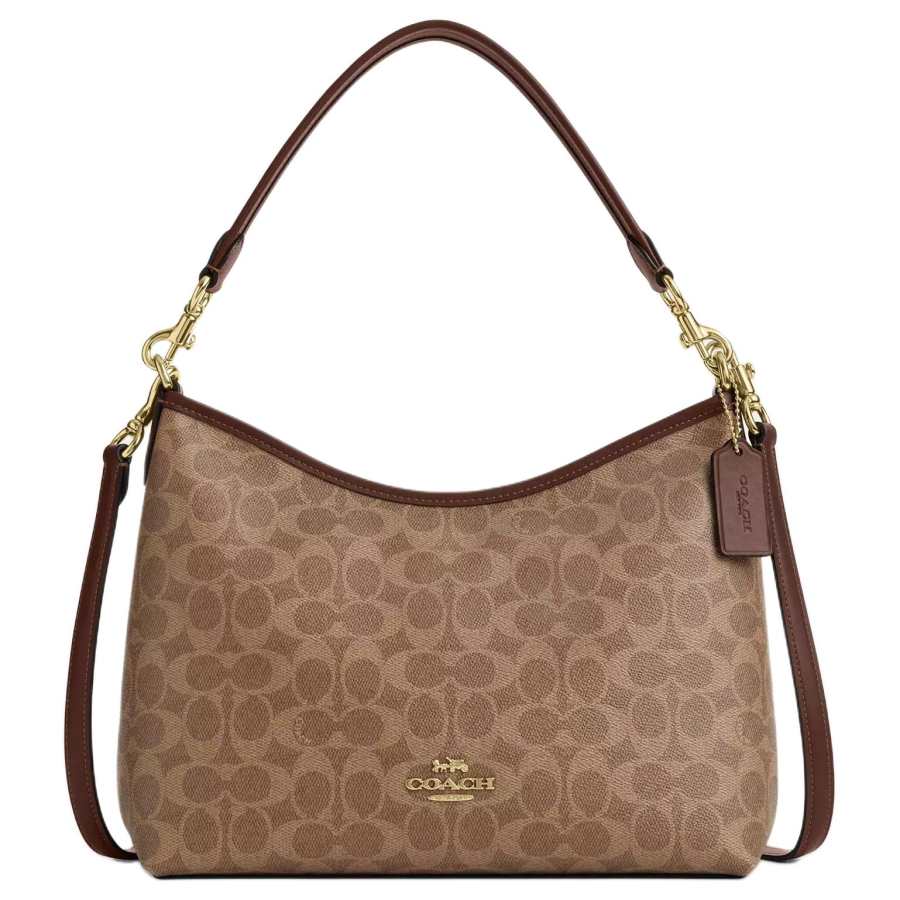 COACH COACH Laurel Coated Canvas Shoulder Bag Large Women's Maple