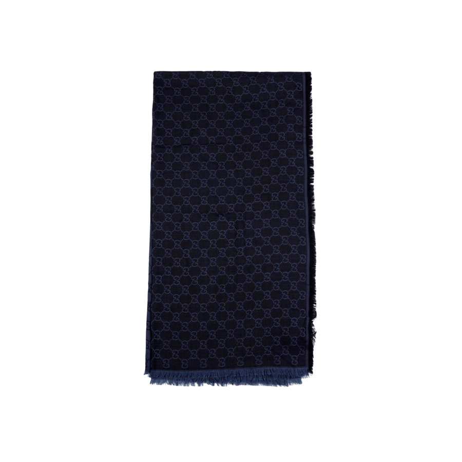 GUCCI Wool Knit Scarves Women's Blue Black