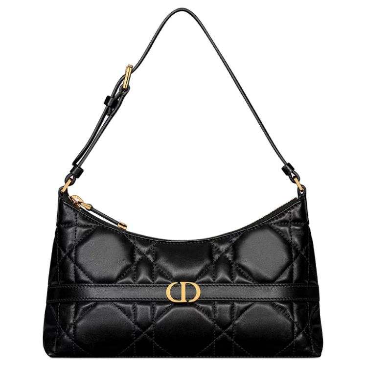 DIOR 30 Montaigne Sheepskin Water Dumpling Bag, Handbag, Shoulder Bag Mini Women's Black