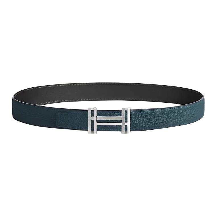 HERMES HERMES Calfskin Leather Belts Men's Width 3.2cm