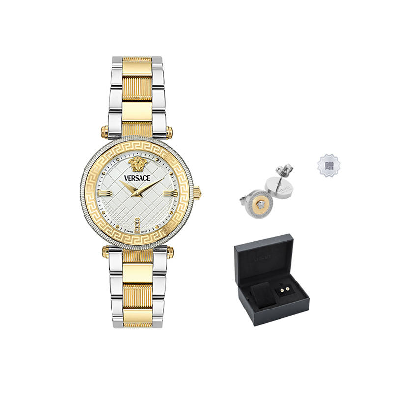 VERSACE Wrist Watches Quartz Movement Stainless Steel Watchband 35mm White Dial Women's Watch