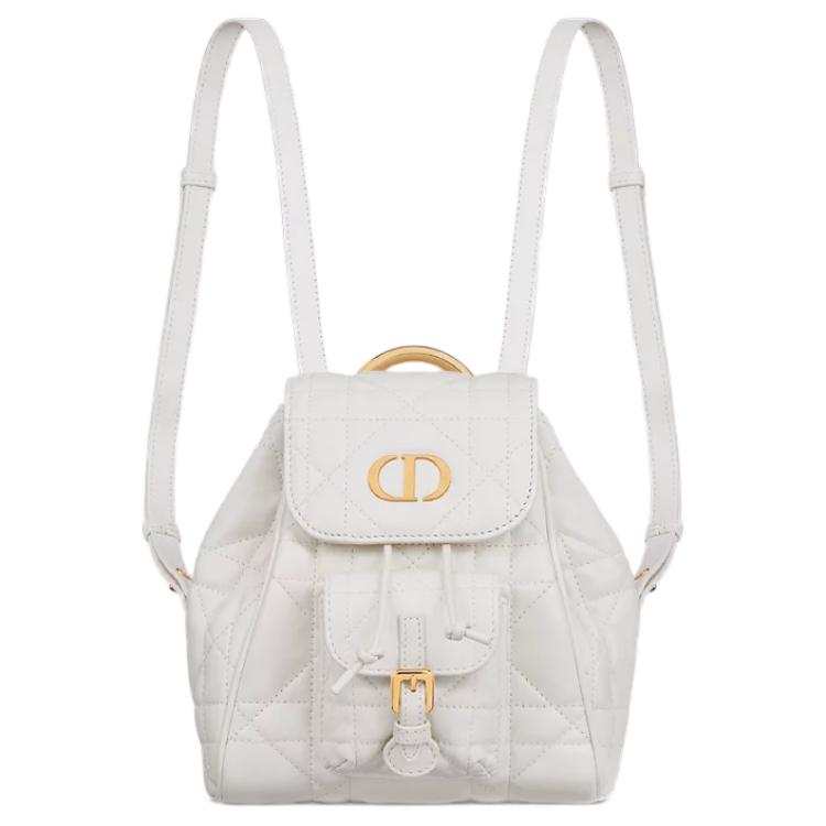 DIOR Caro Sheepskin With Cow Leather Backpack Small Women's White