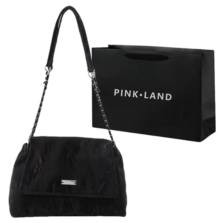 PINK·LAND Pu Shoulder Bag Women's Black/Ecru/Gray/Pink/Khaki
