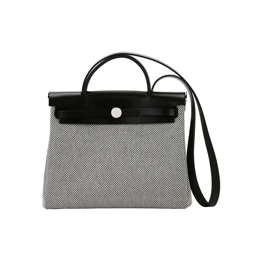 HERMES Herbag Zip Criss Viking Canvas With Hunter Cow Leather Shoulder Bag, Crossbody Bag, Handbag 31 Unisex