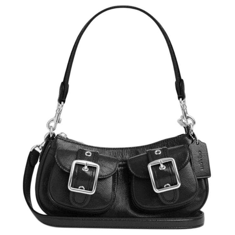 COACH Ashton Patent Leather Portable Crossbody Bag, Shoulder Bag Medium Women's Black