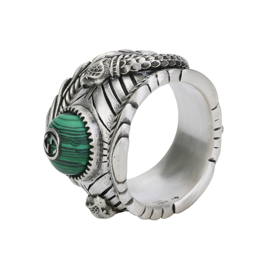 GUCCI 925 Sterling Silver Resin Rings Men's Silver