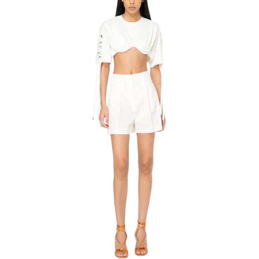 PINKO SS24 Tailored Linen Shorts Casual Shorts Women's White
