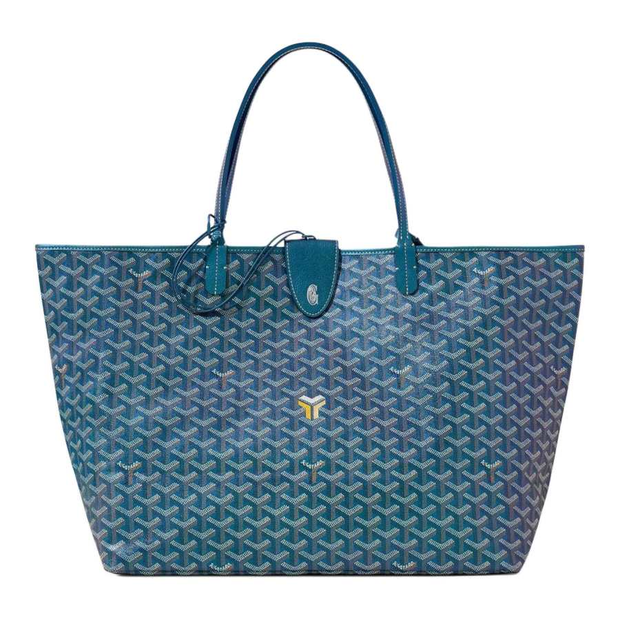 GOYARD Saint Louis Canvas With Leather Tote Bag, Shopping Bag, Handbag Large Unisex Pearl Blue