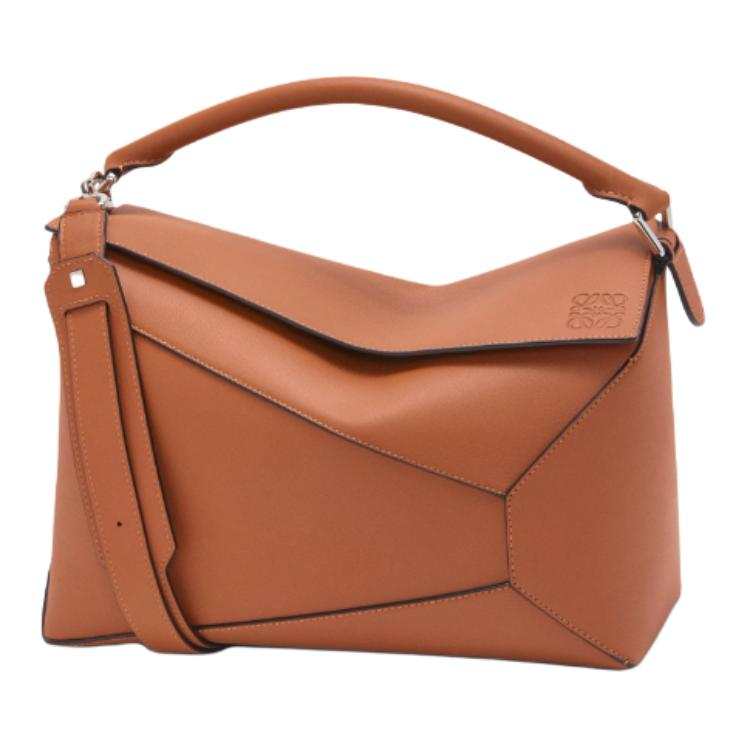 LOEWE Puzzle Cow Leather Shoulder Bag, Crossbody Bag, Handbag Large Women's Tan