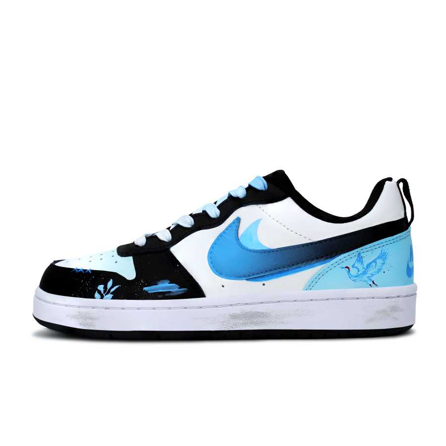 Nike Nike Court Borough Blue Ink Stars Leather Slip Resistant And Breathable Low top Kids' Skateboarding Shoes