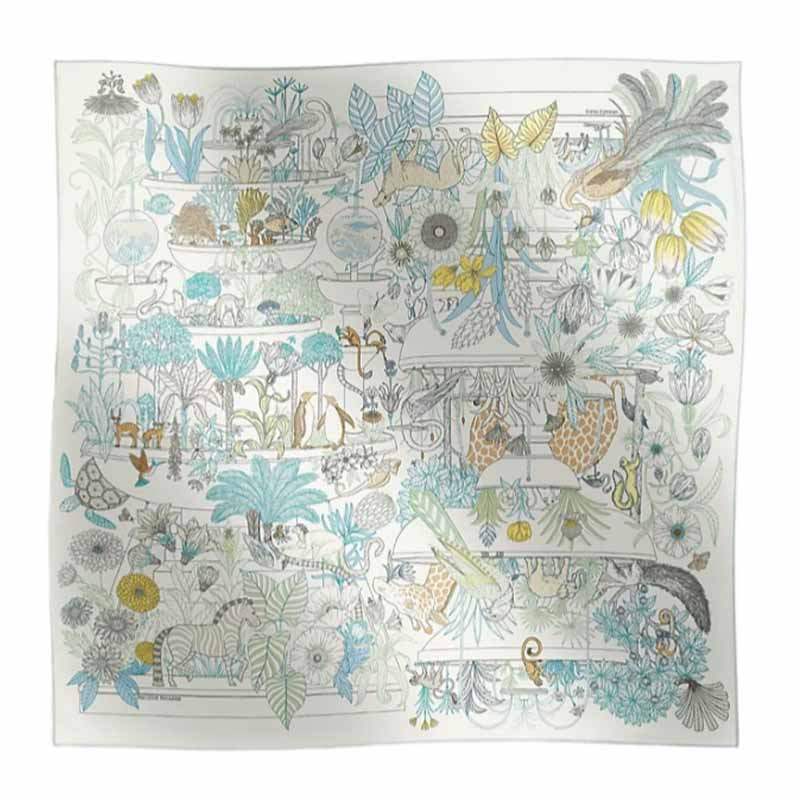 HERMES HERMES Scarves Women's White/Water/Mint