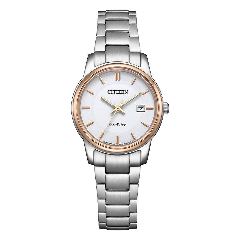 CITIZEN Date Display Light Powered Quartz Movement Metal Strap Watch Women's Watch White Dial