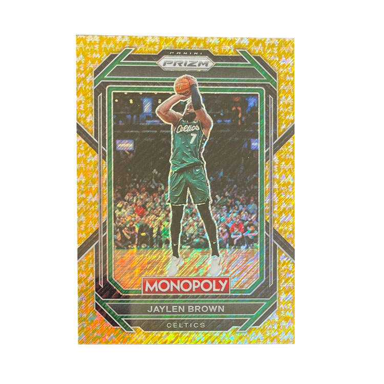 PANINI 2023 24 Prizm Celtics, Jaylen Brown 106/500, Refractor, Gold Refractor, Star Card, Card Access Pass Sports Cards