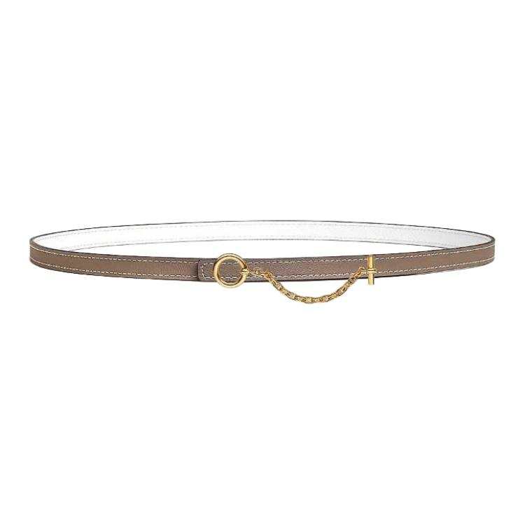 HERMES Carrousel Metal, Gold Plated Calfskin Leather Belts Women's Width 1.3cm