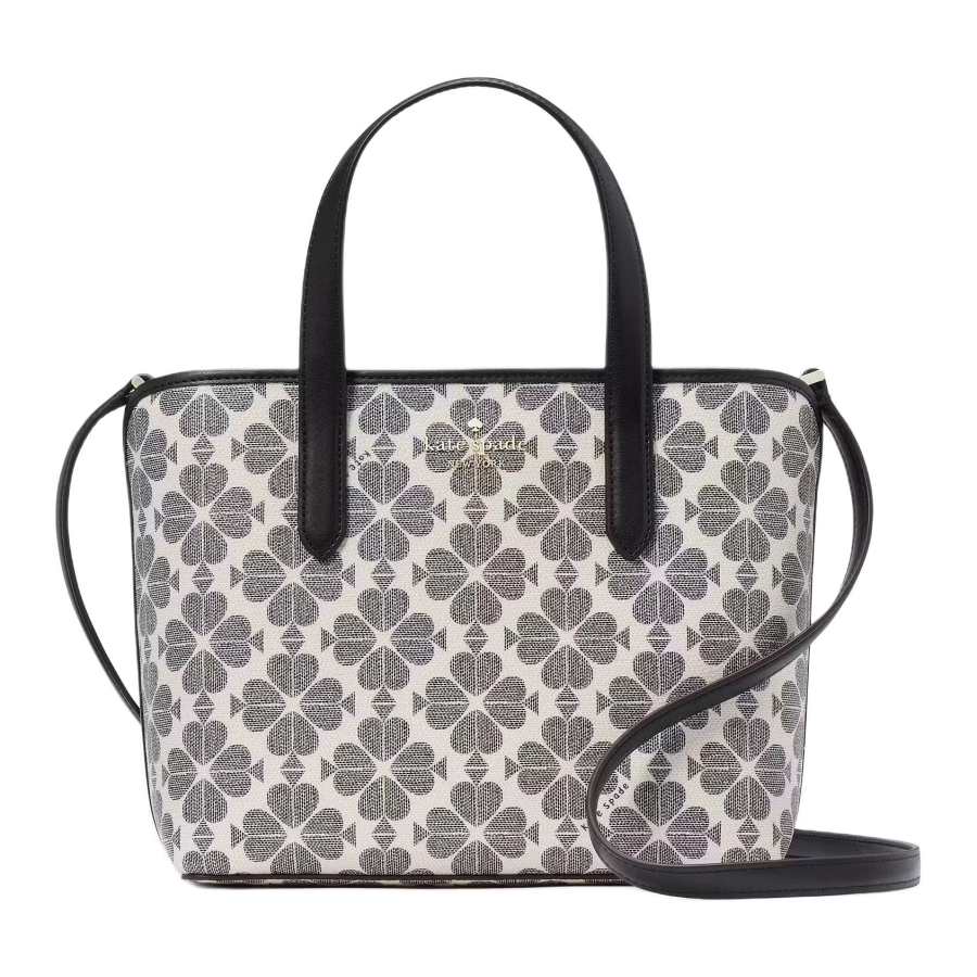 Kate Spade Flower PVC Tote Bag, Shopping Bag, Crossbody Bag, One Shoulder Handbag Mini Women's Gray & White