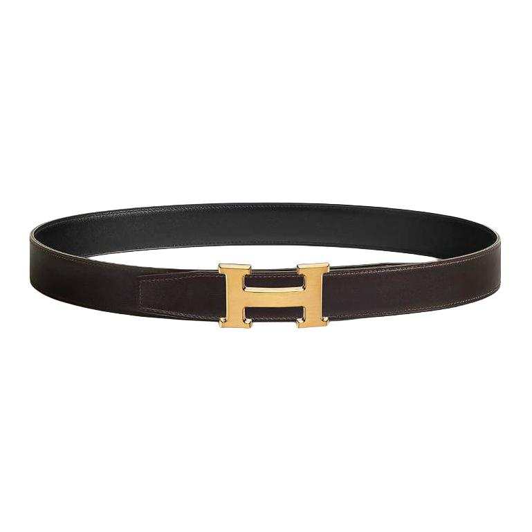 HERMES H Belt Buckle Metal Gold Plated Leather Belts Women's Width 3.2cm