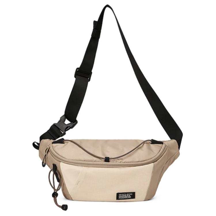 Skechers Nylon One Shoulder Crossbody Fanny Pack Regular Unisex Ivory White With Khaki Accents