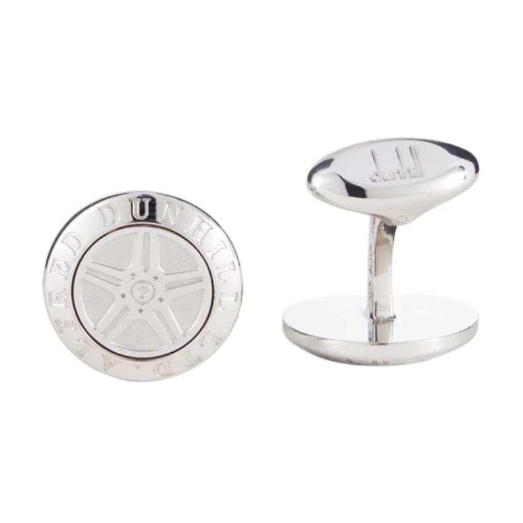 Dunhill Rhodium Plated Copper Cufflinks Men's Silver