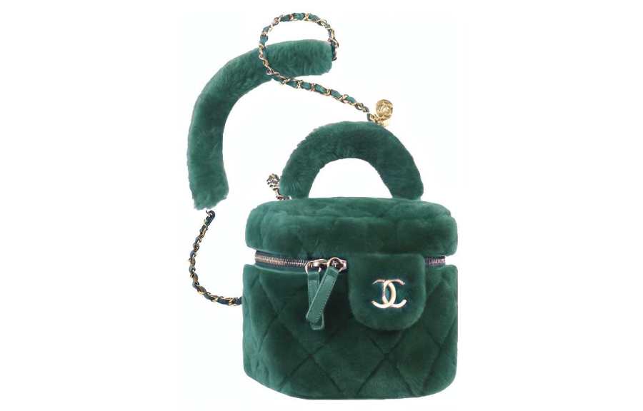 CHANEL Plush Small Box+Handbag Women's Green