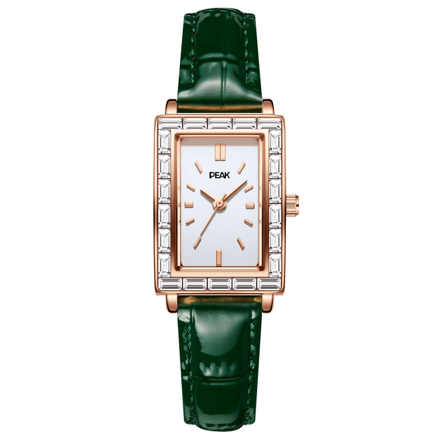 PEAK Burnt Eyed Collection Quartz Movement Leather Strap Watch Women's Watch White Dial