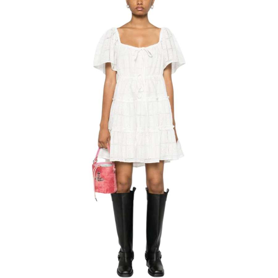 GANNI Short Sleeved Dress Women's White