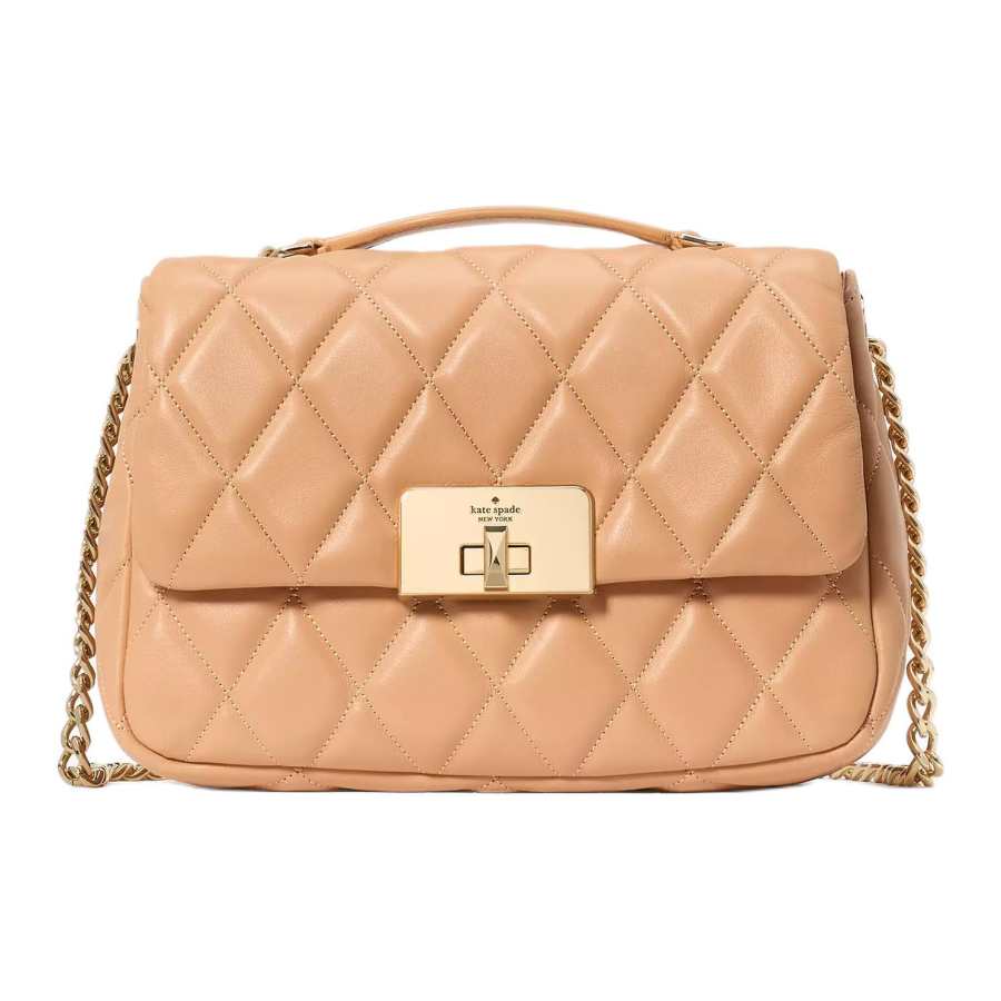 Kate Spade Smooth Quilted Leather Crossbody One Shoulder Handbag Small Women's Lifting Mousse Beige