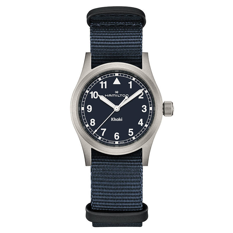 HAMILTON Khaki Field Series Quartz Movement Glow In The Dark Unisex Watch 38mm Blue Dial Stainless Steel Case