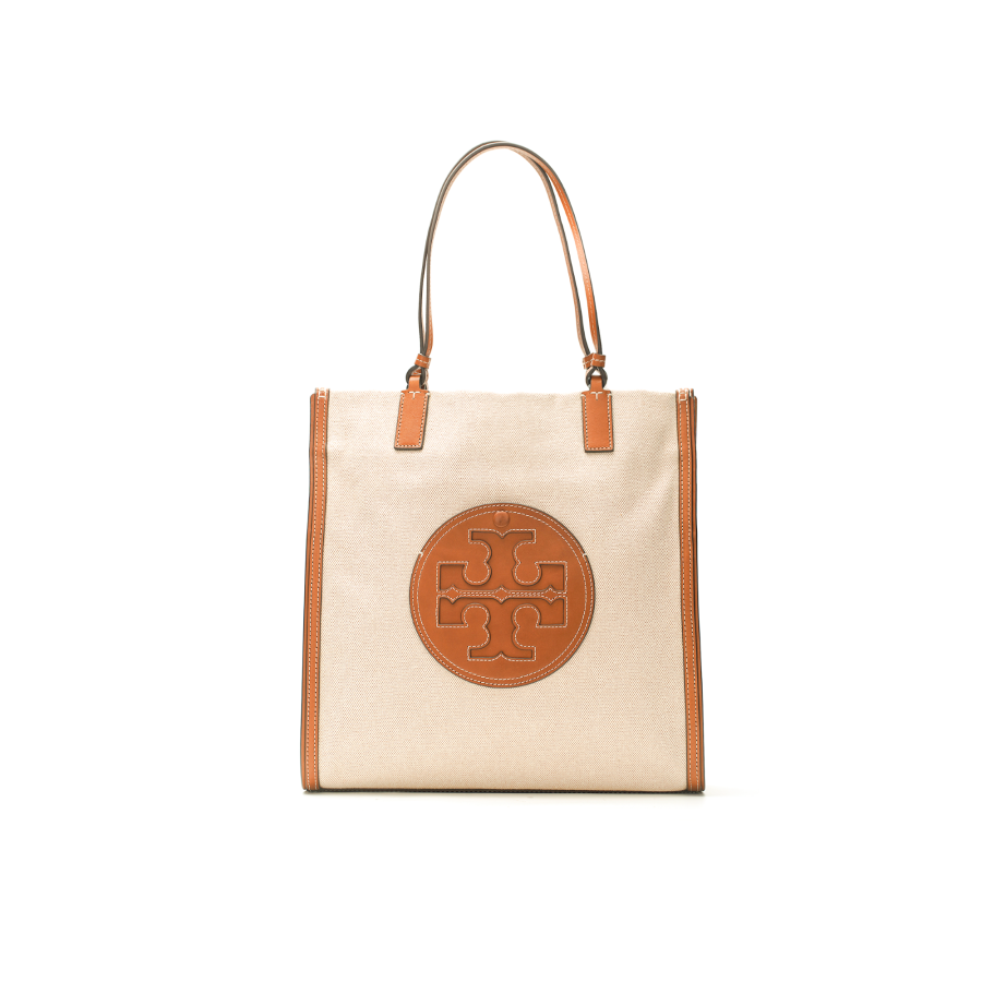 TORY BURCH Ella Canvas With Leather Trim Tote Bag, Shopping Bag, Shoulder Bag, Handbag Women's