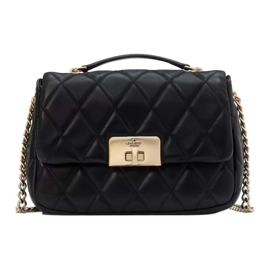Kate Spade Smooth Quilted Leather Portable Crossbody Bag, Shoulder Bag Small Women's Black