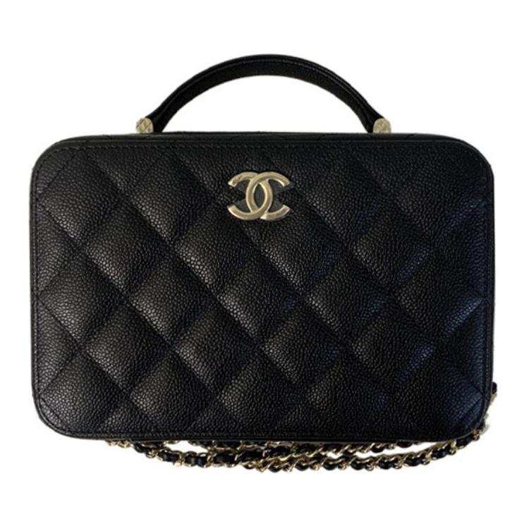 CHANEL Caviar Calfskin Box Bag, One Shoulder Handbag, Crossbody Bag, Makeup Bag Women's Black
