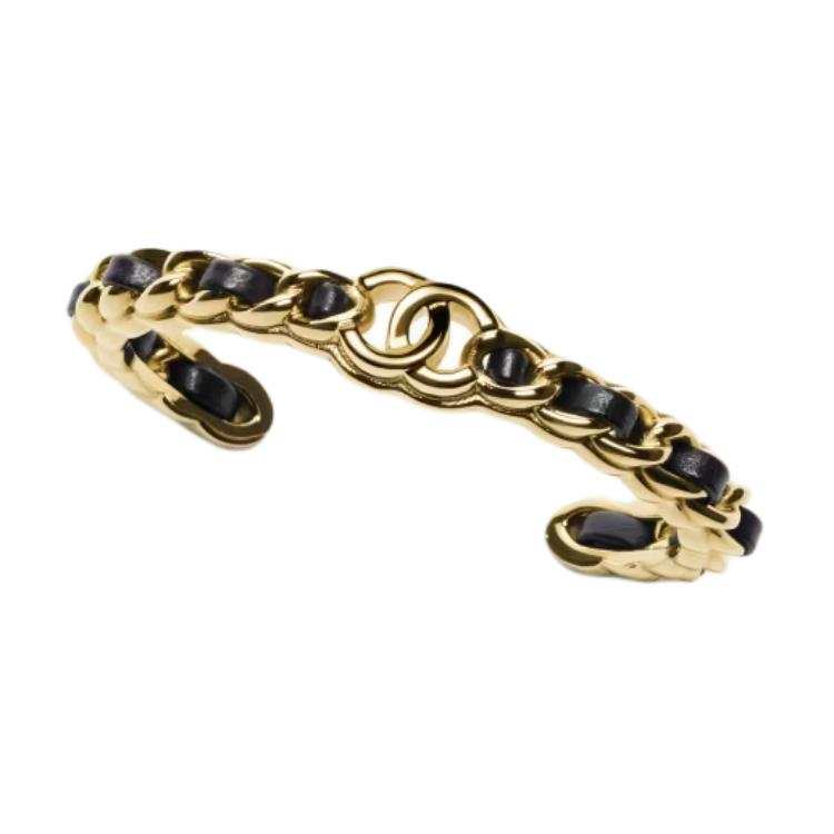 CHANEL Metal, Lambskin Bangles Women's Black/Gold