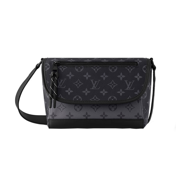 LOUIS VUITTON Pulse Messenger Coated Canvas Shoulder Bag, Crossbody Bag Small Men's Black