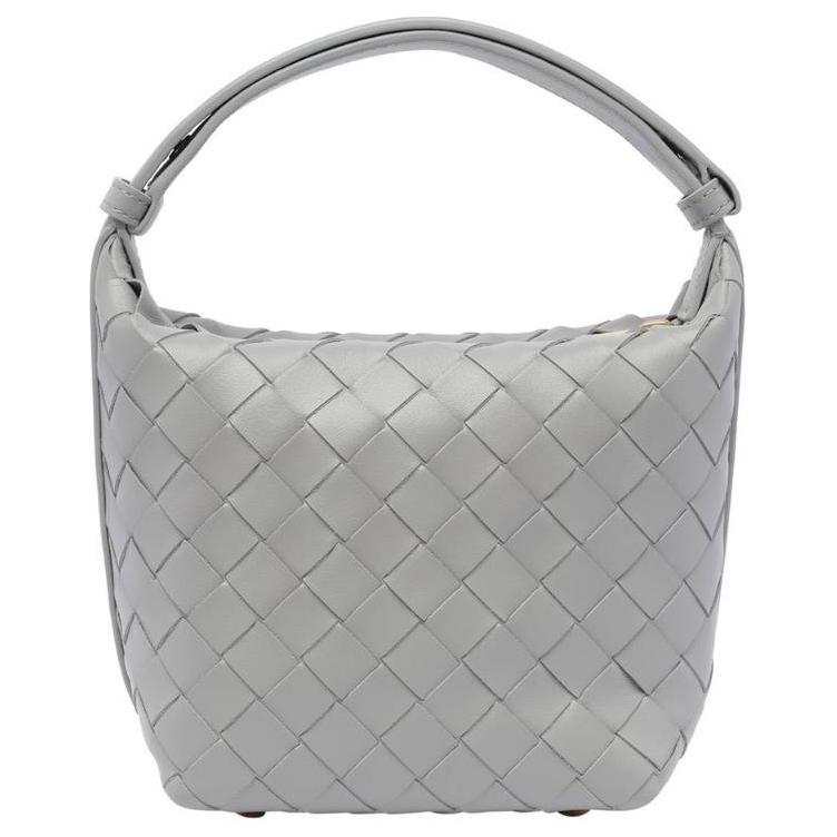 Bottega Veneta Intrecciato Calfskin One Shoulder Handbag Extra Mini Women's Gray