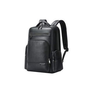 BOPAI Top Grain Cow Leather Backpack Men's Black