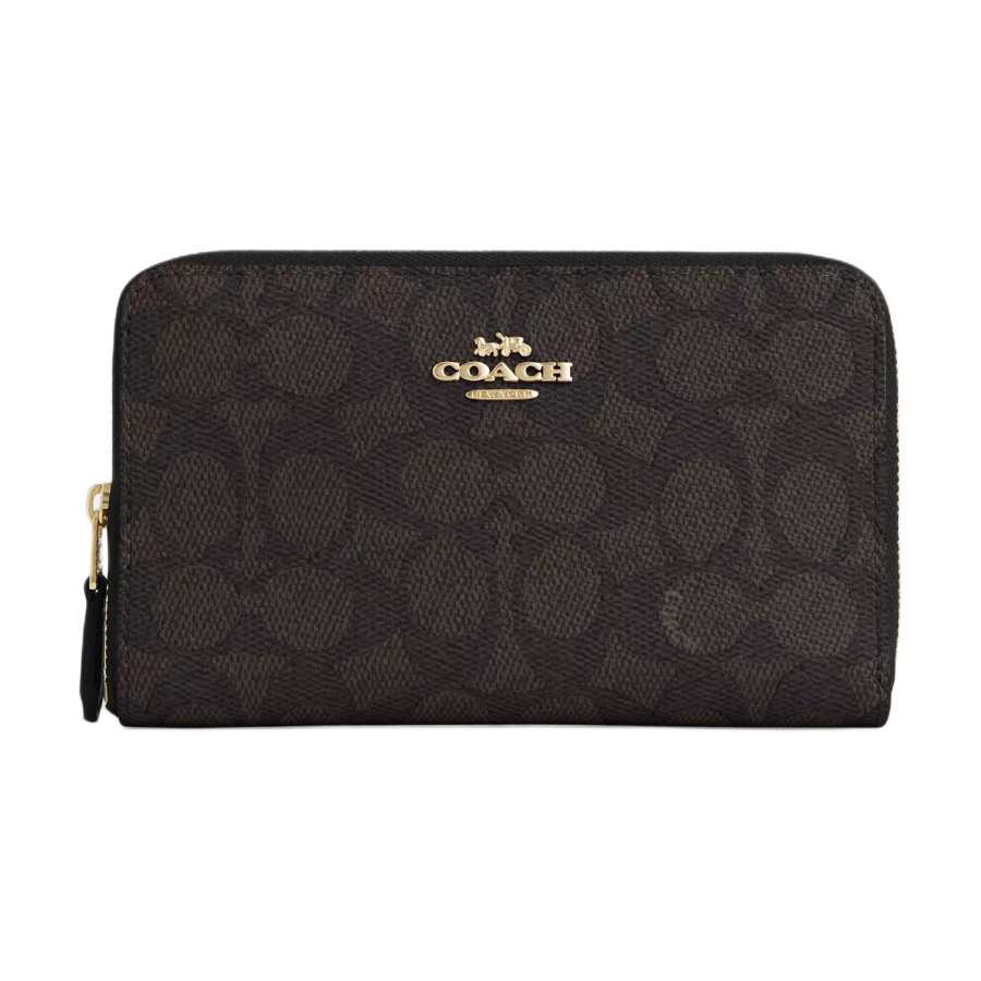 COACH COACH SignatureCanvas Artificial Leather Wallet Regular Women's Walnut & Black