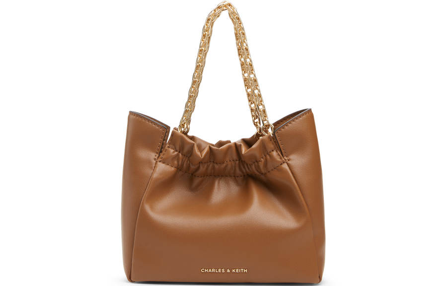 CHARLES&KEITH Pu Cloud Bag Crossbody Handbag Small Women's Brown/Black/Silver