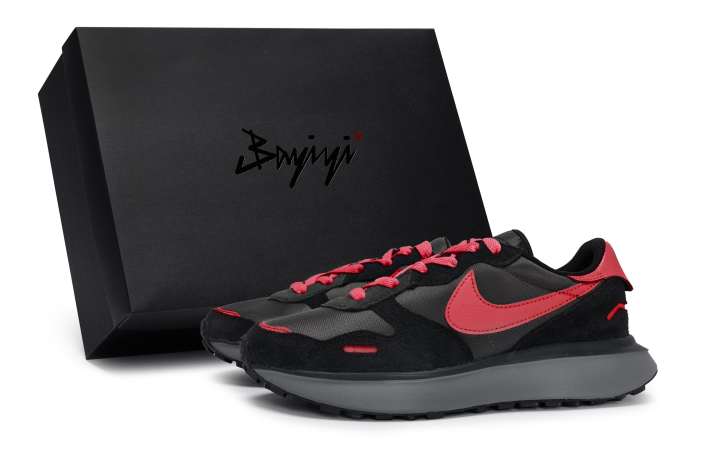 Nike Nike Phoenix Waffle Abrasion Resistant Slip Resistant Low top Casual Shoes Women's Black Red
