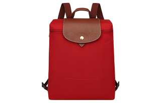 LONGCHAMP Le Pliage Recycled Canvas With Leather Trim Backpack Women's Red