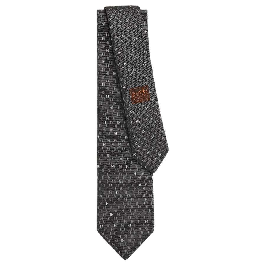 HERMES HERMES Silk Ties Men's Anthracite/Gray